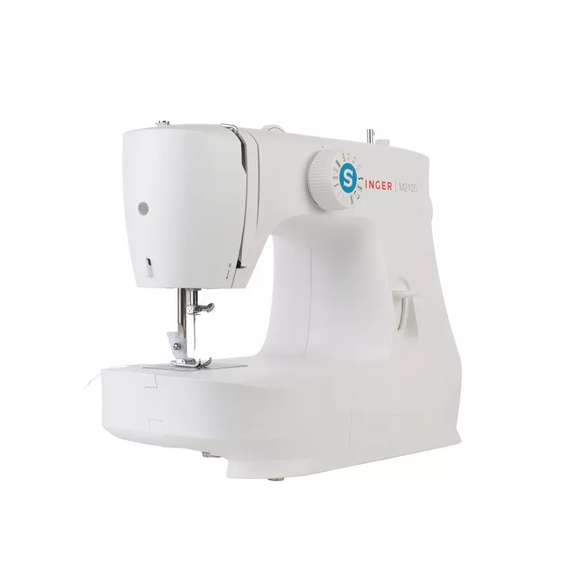 Halbautomatische Nähmaschine SINGER M2105 – 8 Stichmuster, 4-Schritt-Knopfloch, Freiarm, elektrisch, weiß