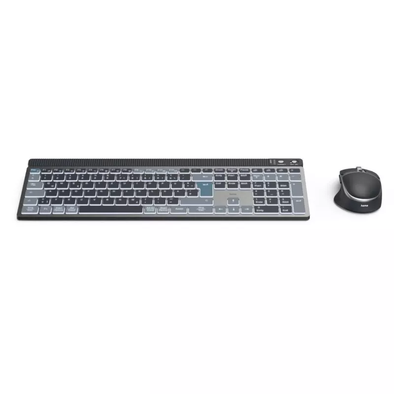 Kabelloses Multi-Device-Tastatur- und Maus-Set HAMA WKM-750 — schwarz, kabellose Konnektivität