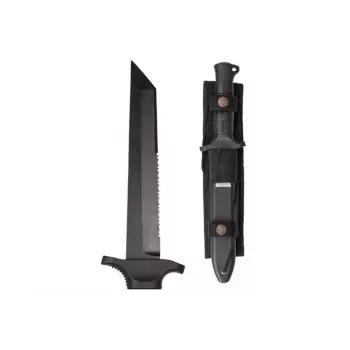 Kampfmesser Mil-Tec 2000 — Multifunktionsmesser, 440A-Edelstahlklinge 165 mm, glasfaserverstärkter Polyamidgriff und -scheide, Nylon-Gürtelhalter