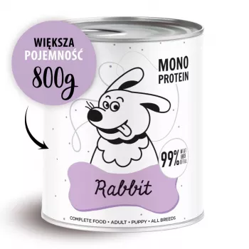 Nassfutter für Hunde PAKA ZWIERZAKA Pepe Kaninchen 800 g — Alleinfuttermittel für ausgewachsene Hunde, Kaninchen, 85,4 % Feuchtigkeit