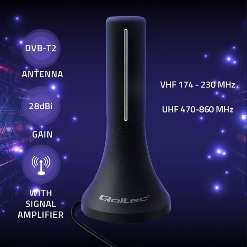 Fernsehantenne QOLTEC TV DVB-T/T2 Qoltec (Innen-/Außenbereich) Modell 57065
