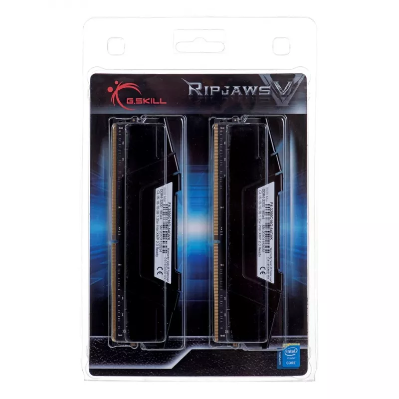 G.SKILL Ripjaws V Series (Intel XMP) DDR4 RAM 64GB (4x16GB) 3200MT/s CL16-18-18-38 1,35V Desktop-Computer Arbeitsspeicher UDIMM - Schwarz (F4-3200C16Q-64GVK)
