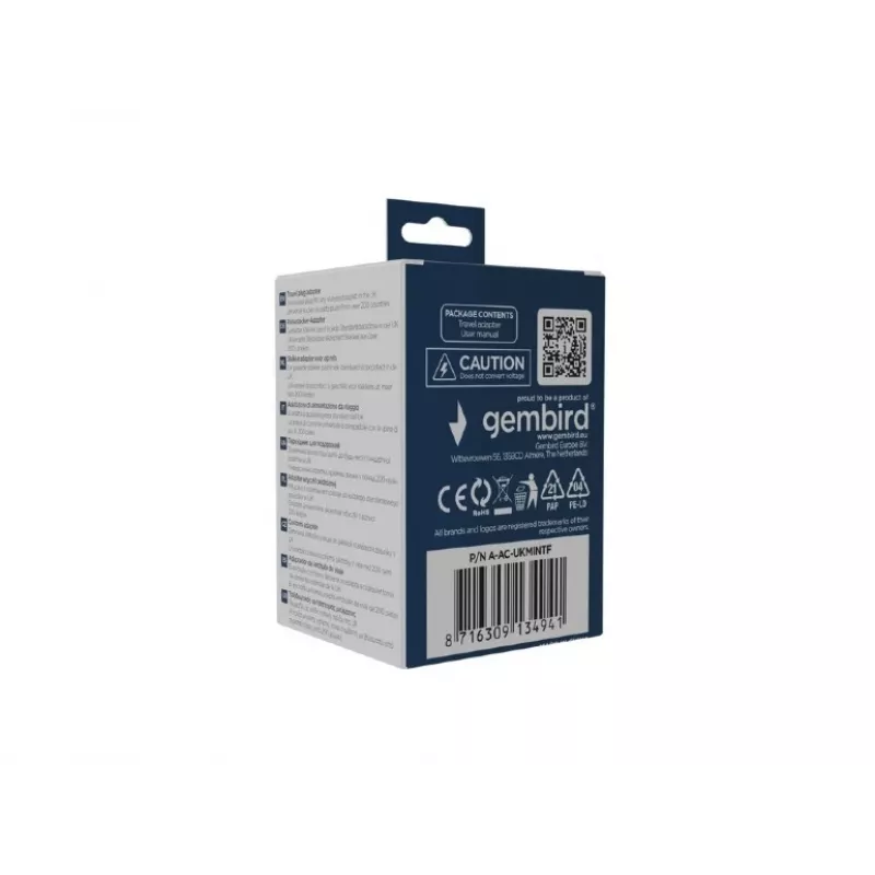 Netzadapter GEMBIRD A-AC-UKMINTF – UK-Typ-G-Stecker auf IEC-C13-Eingang, 15 A