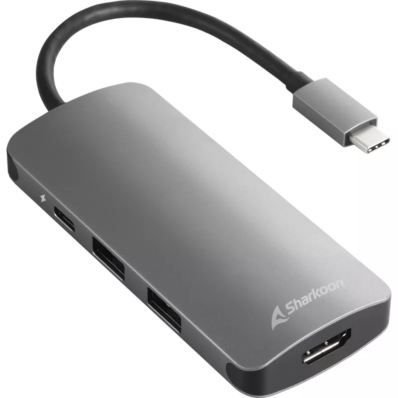 Multiport-Adapter Sharkoon USB 3.0 Typ C 3.2 Gen 1 grau