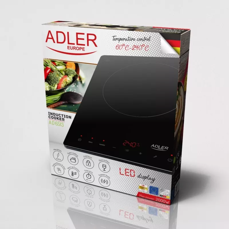 Adler AD 6513 Kochfeld Schwarz Tischgerät 29 cm Zone Induktionskochfeld 1 Zone(n)