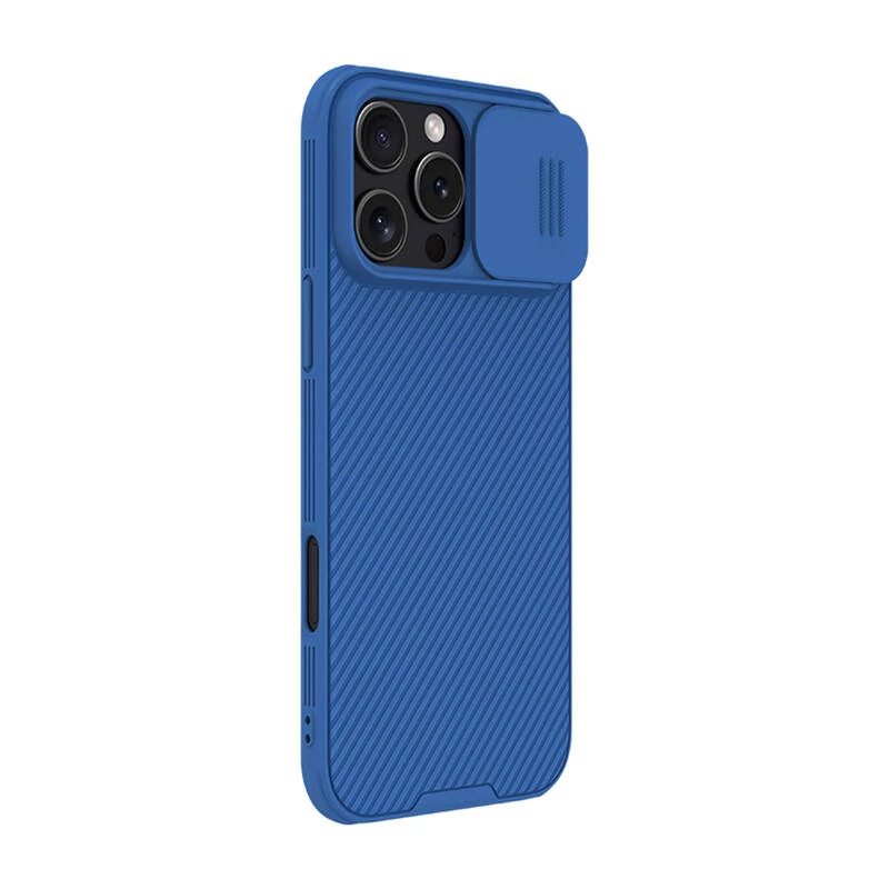 Schutzhülle Nillkin CamShield Pro für iPhone 16 Pro Max, blau, Schiebe-Kameraabdeckung