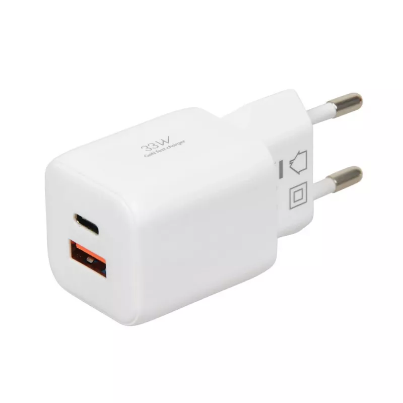 USB-Ladegerät IBOX ILUC42W 42W (max. 33W), 1×USB-C PD3.0, 1×USB-A QC3.0, 100–240V, weiß