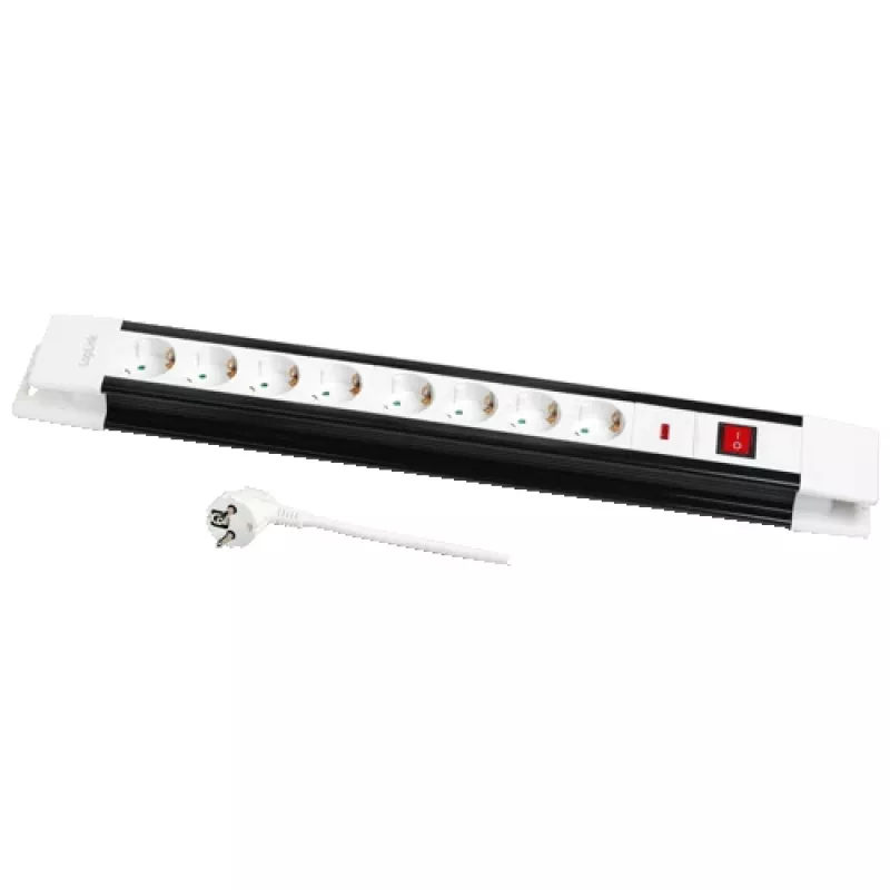 Power Extension LogiLink LPS207 3m 8 AC Outlets Schwarz White