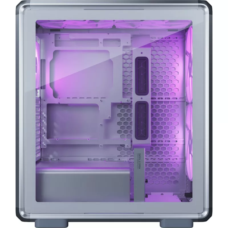 PC Midi Tower Cooler Master MasterFrame 500 Mesh — Schwarz mit transparenter Seite, unterstützt ATX-Netzteile, 2x200mm vorne + 1x120mm hinten, 2,5 Zoll/3,5 Zoll Laufwerke