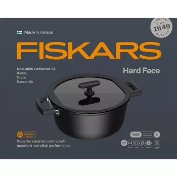 Keramiktopf Fiskars HARD FACE 5 L mit Deckel, Antihaftbeschichtung