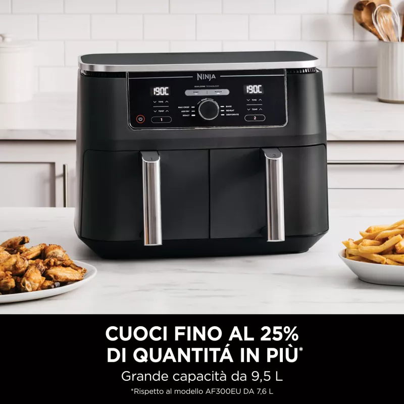 Ninja AF400EU Heißluftfritteuse Doppel 9,5 L Stand-alone 2470 W Heißluftfritteuse Schwarz