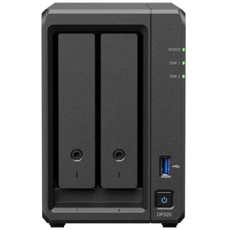 NAS-Speicherserver SYNOLOGY DP320 Desktop R1600, 8 GB RAM, 16 TB, 2-Bay, HDD-Unterstützung, RAID, Schwarz
