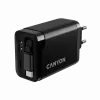 Ladegerät CANYON OnCharge 65RC mit integriertem USB-C-Kabel, 65 W, 1x PD, 1x QC, EU-Stecker, Schwarz
