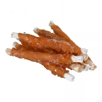Hundeleckerlis PETITTO Hühnchen-Wrapsticks 500 g — Hühnchengeschmack-Kausticks, 60 % Protein, 18 % Feuchtigkeit
