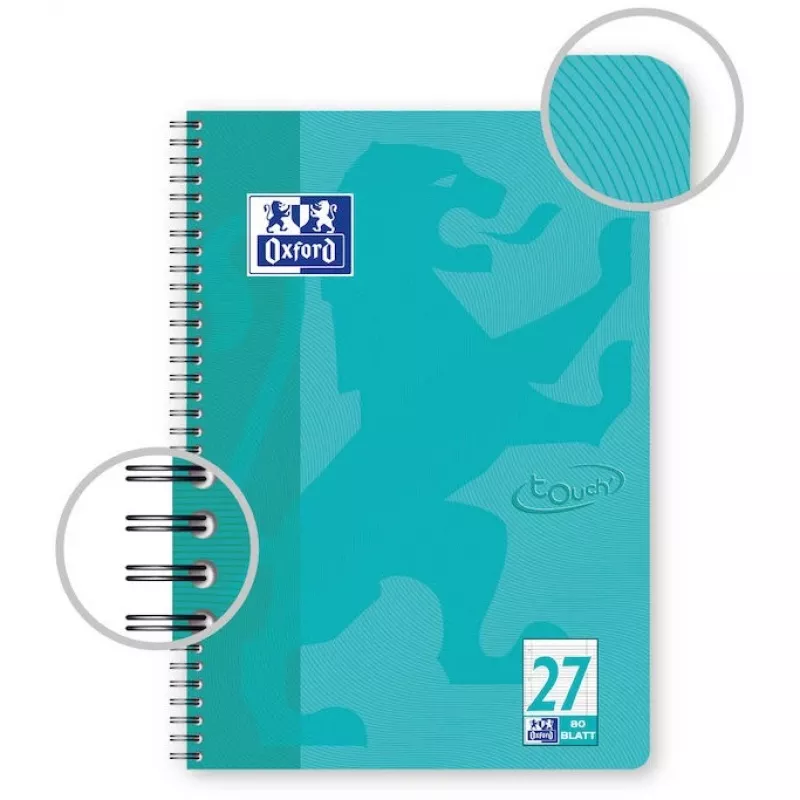 Oxford TOUCH Schreibblock A4+ 80 Blatt Aqua