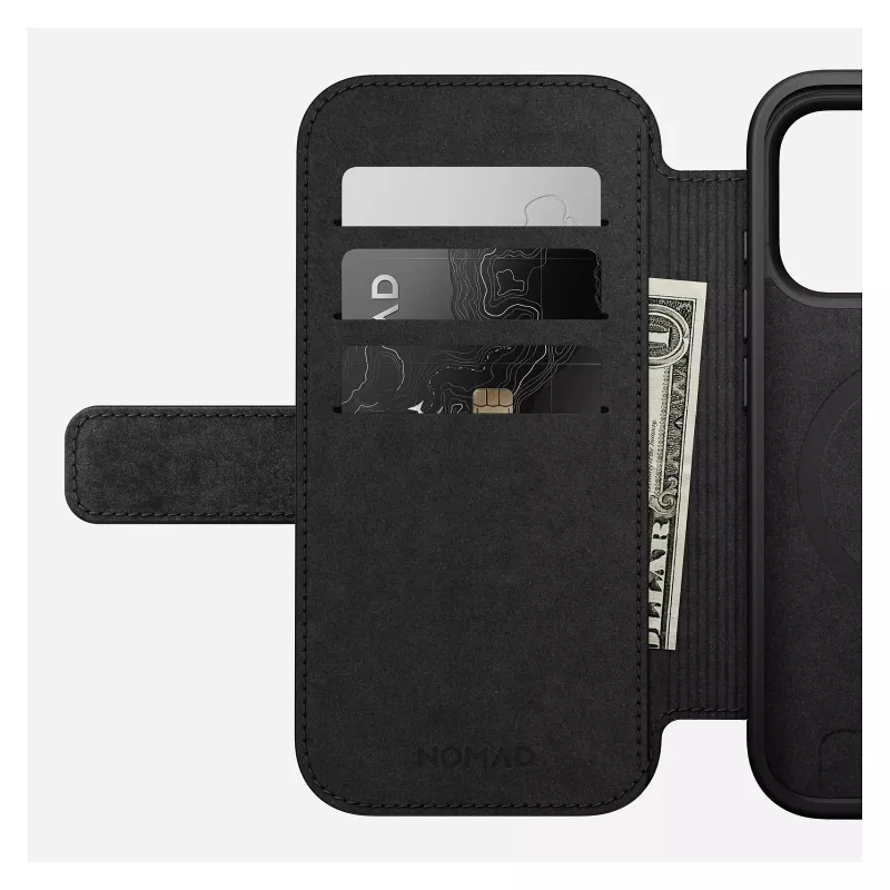 Folio-Hülle Nomad Modern Leather Folio für iPhone 17 Pro, Leder + Aluminium, 6,3 Zoll (16 cm), Tan, 3 Kartenfächer