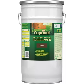 Cuprinol Exterior Wood Preserver (BP) Exterior Wood Preserver (BP) - auf Wasserbasis - 25 l - Kastanie - 6 m²/L - 2 h - 6 h (5095364)