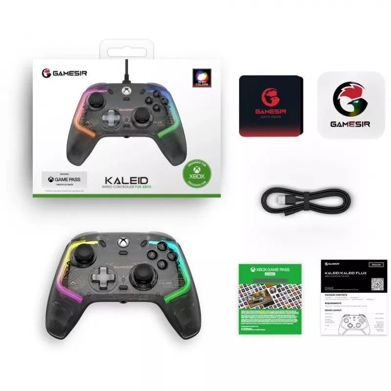 GameSir gamepad Kaleid Schwarz Transparent kabelgebunden USB Type-C für Xbox One / Xbox Series X / Series S, 3 m Kabel