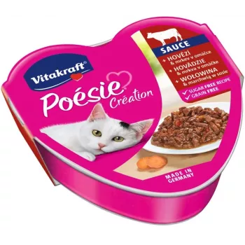 Nassfutter für Katzen Vitakraft POESIE CREATION SOS — Rind & Karotte Beutel 85 g, 8% Protein, 4,5% Fett