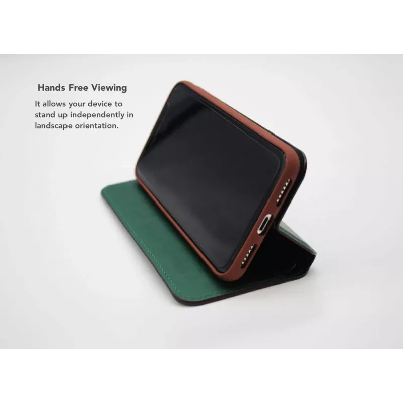 Schutzhülle VixFox für iPhone XSMAX – waldgrün, Folio-Hülle mit Kartenfach