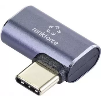 Renkforce USB4® Adapter [1x USB4® Stecker - 1x USB-C® Buchse] 40 GBit/s 90° linksgewinkelt, Aluminium-Stecker (RF-5245272)