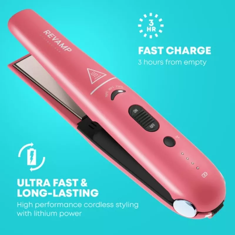 Kabelloser Keramik-Haarglätter Revamp ST-1700PK-EB — Kompakt Pink