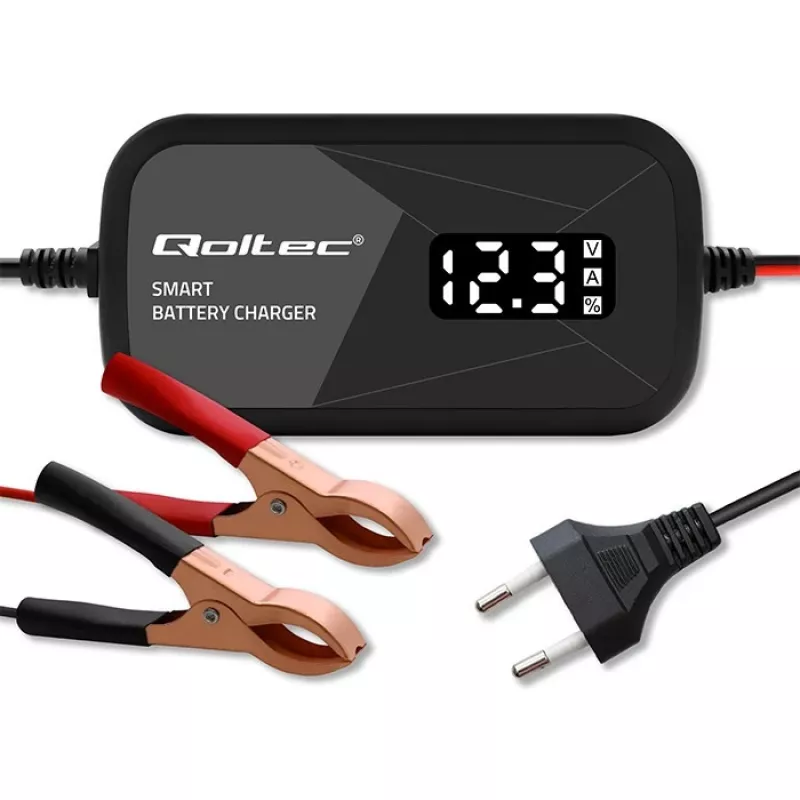 Batterieladegerät QOLTEC 52492 12V 2A mit Mikroprozessorsteuerung und Zellenregeneration