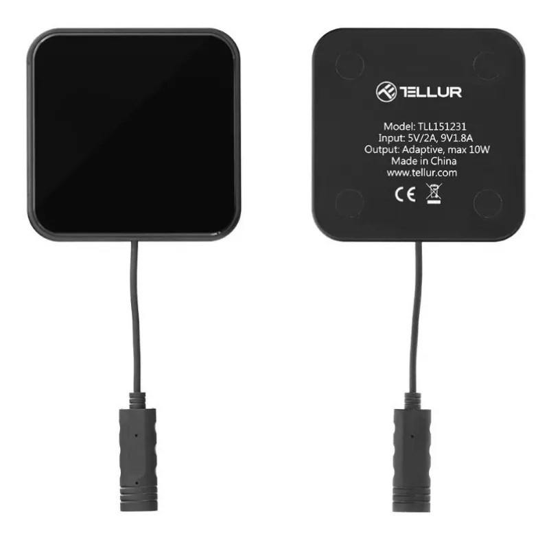 Kabelloses Ladepad Tellur WCP03 10W Qi-zertifiziert Gehärtetes Glas, Schwarz