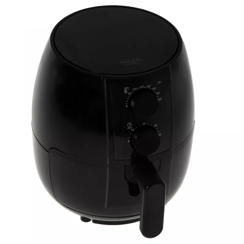 Heißluftfritteuse Adler AD 6312 — 2,5 L, 1600 W, schwarz, 80–200 °C, 60-Minuten-Timer