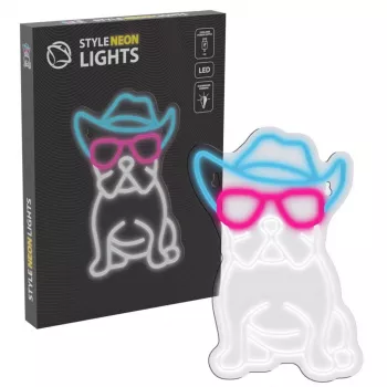 Neon Lights MANTA SNL114MT Bulldog mit Brille Neonschild