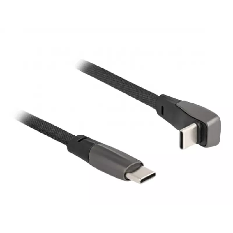 DeLOCK USB 2.0 Flachbandkabel USB Type-C Stecker auf USB Type-C Stecker abgewinkelt PD 3.0 60 W 14 cm schwarz