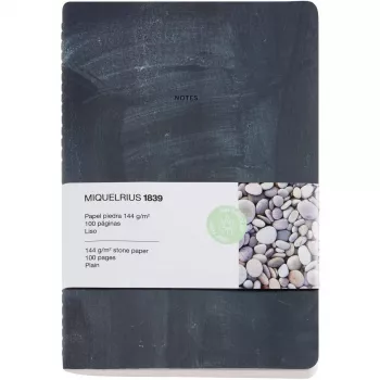 MIQUELRIUS Notizbuch Steinpapier 14,2 x 20,5 blanko, schwarz Hardcover 50 Seiten (A821990)