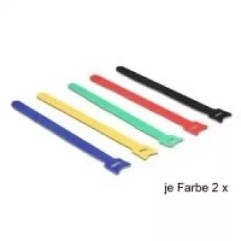 DeLOCK 18636 Kabelbinder Nylon Schwarz Blau Grün Rot Gelb 240mm 10 Stück
