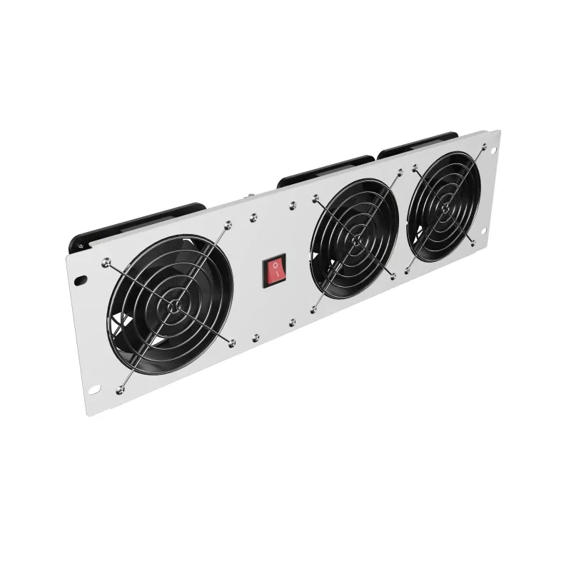 Vertikale Lüftungsblende 19 Zoll für Rack-Schrank, 3 Lüfter, 230 V, grau