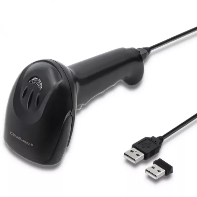 Hand-Barcodeleser QOLTEC 50868 — 1D/2D-Laserscanner, USB kabelgebunden & kabellos, Arbeitsabstand 600 mm, schwarz