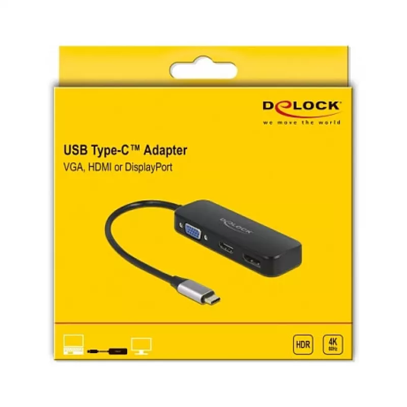 DeLOCK USB Typ-C Adapter auf VGA HDMI DisplayPort 4K 60 Hz
