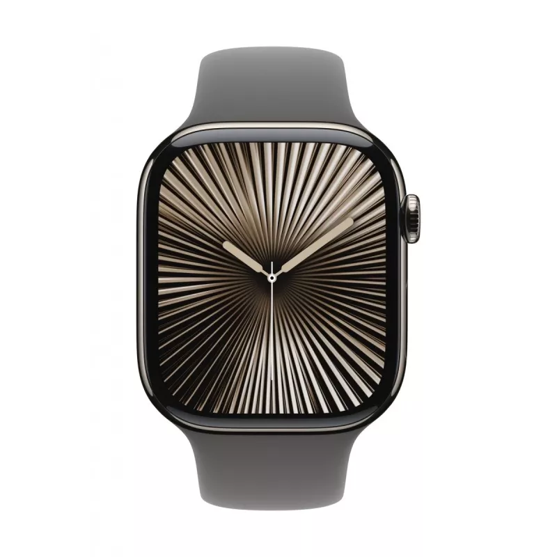 Watch Series 10 GPS + Cellular 46 mm Natural Titanium Gehäuse mit Stone Grey Sport Armband - S/M