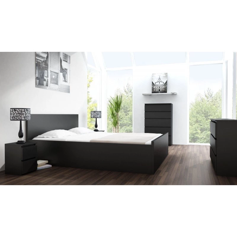 Nachttisch top e shop M2 CZERŃ, 2 Schubladen, schwarz, 300×300×400 mm