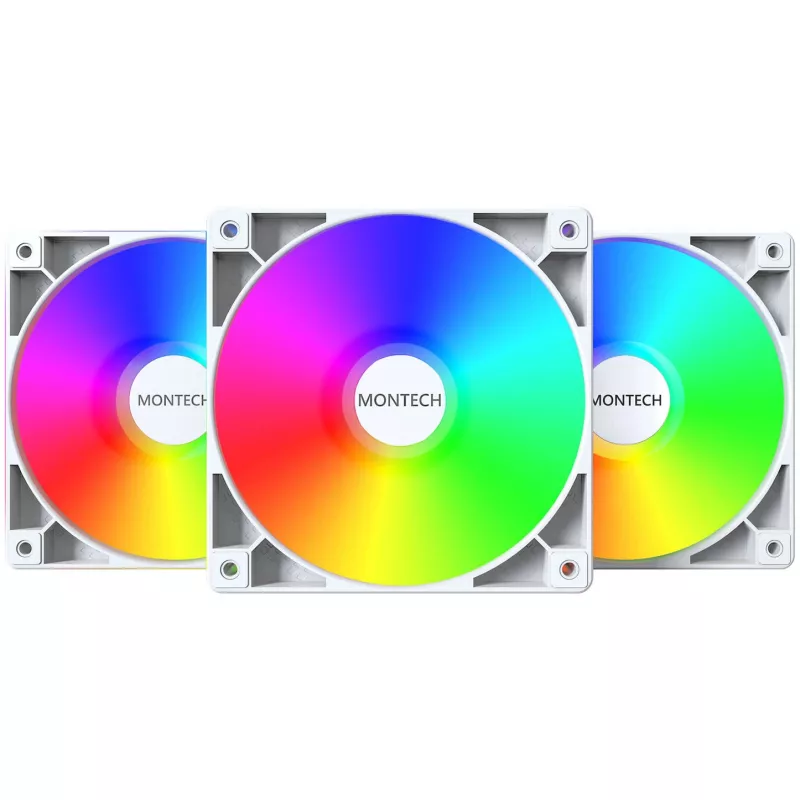 Gehäuselüfter-Set Montech GF120 PWM ARGB 3-in-1 — 120-mm-PWM-Lüfter mit ARGB-Beleuchtung