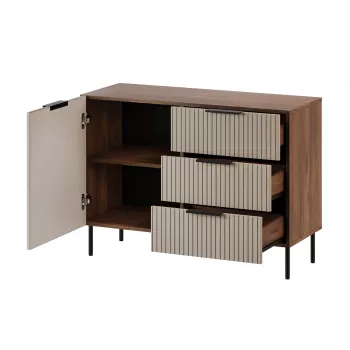 Kommode cama meble ALMERA 104x42x75 cm, Walnuss/Cashmere, 3 Schubladen, Spanplatte