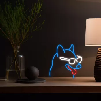 Neon-Leuchtschild MANTA Neon Lights Dog with Glasses Manta SNL69MT – dekorative LED-Neon-Wandleuchte im Hundedesign
