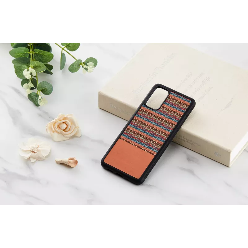 Handyhülle man and wood für Samsung Galaxy S20+ — braun kariert mit schwarzem Rand