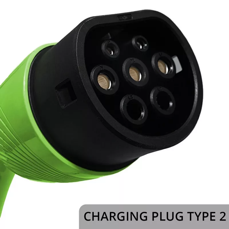 Elektroauto-Ladegerät QOLTEC Mobile EV 2in1 Type2 11 kW 400 V Wi‑Fi TUYA SMART LIFE LCD tragbare Wallbox 5 m Kabel