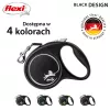 Flexi Schwarz Design M, Rollleine mit Band, 5 m, für mittelgroße Hunde (10–25 kg), max. Belastung 20 kg
