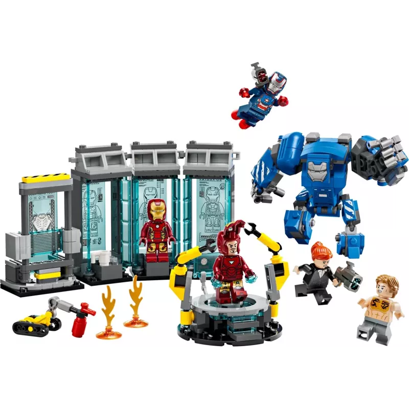 LEGO Marvel Iron Man Laboratorium Rüstkammer 76315 Spielset – 384 Teile, 5 Minifiguren, Präsentationsbereich
