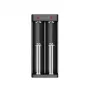 XTAR Dual-Slot Li-Ion-Akkuladegerät für 18650 Zellen, USB-C-Eingang, 2 Schächte, schwarz, LED-Anzeigen