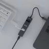 SAVIO USB-A-Hub mit RJ-45 Gigabit Ethernet AK-57 — 3× USB-A + RJ-45, USB 3.2 Gen 1 Micro‑B Host, 5 Gbit/s, 4 Ports, grau