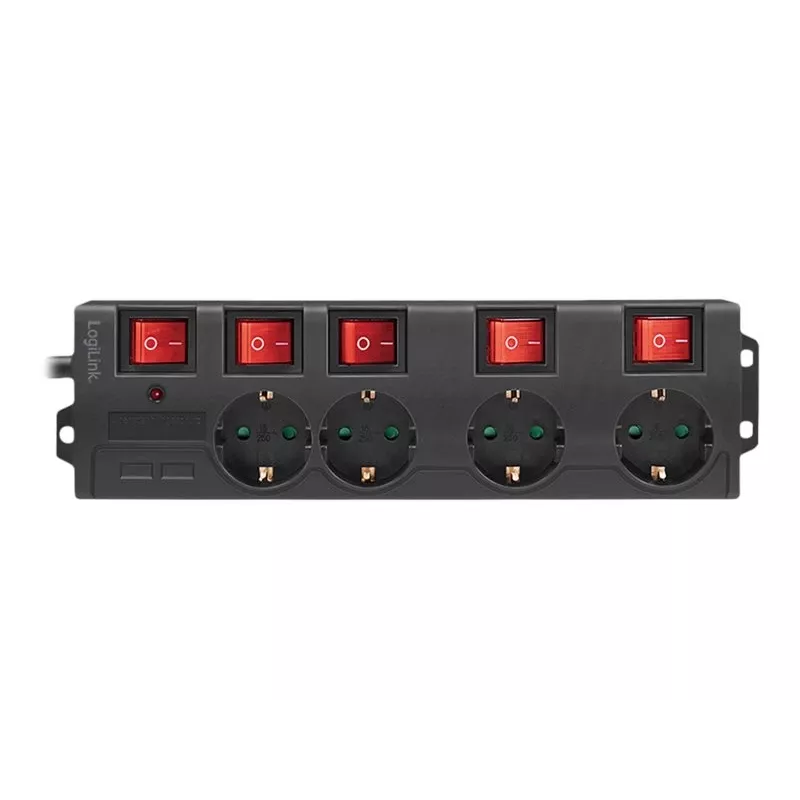 Power Extension LogiLink LPS251 1.5m 4 AC Outlets Indoor Schwarz