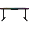 Höhenverstellbarer Gaming-Schreibtisch mit zwei Motoren, Sitz-/Stehfunktion, kabellosem Ladegerät, RGB-Beleuchtung, Bedienfeld und USB-Anschlüssen, Tischplatte aus gehärtetem Glas, schwarz