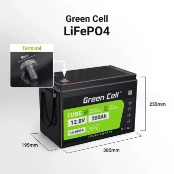 Greencell LiFePO4 Battery - 200Ah - 12.8V - 2560Wh L (CAV04S)